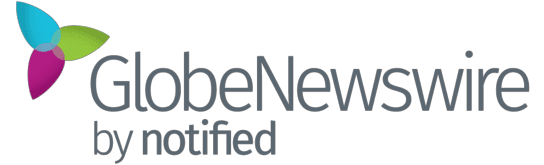 Logo of GlobeNewswire by Notified, featuring a tri-colored pinwheel shape and black text on a transparent background.