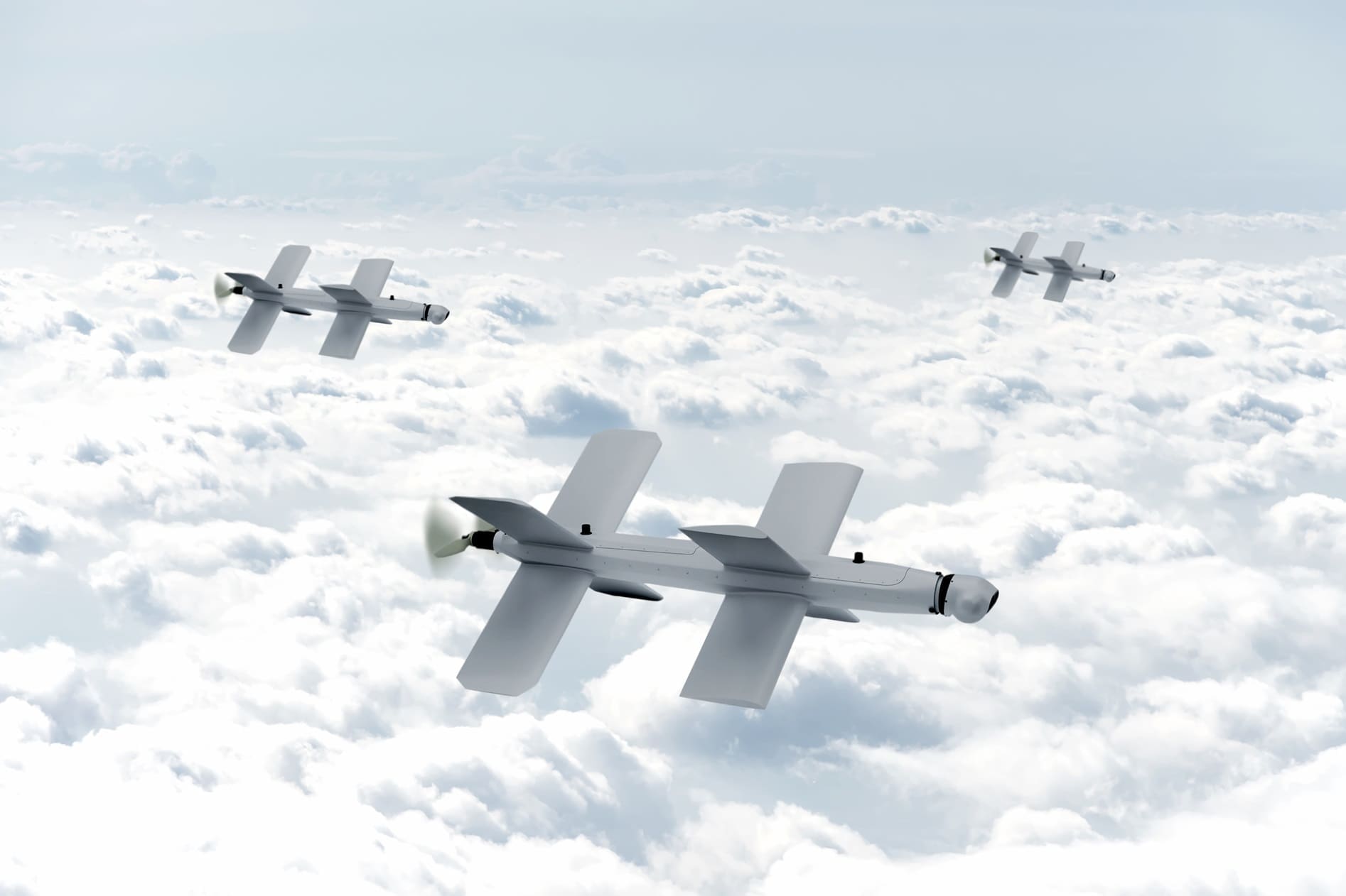 Maris-Tech portrays loitering munitions flying above the clouds.