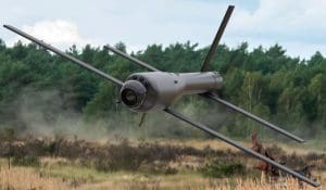 Maris-Tech depicts a loitering munition flying above a field