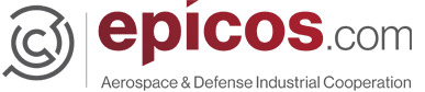 Logo of "epicos.com" with the tagline "Aerospace & Defense Industrial Cooperation" and a circular abstract symbol.